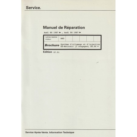 Manuel Reparation BV Meca 01A 80 / 90 (après 1987) De Audi