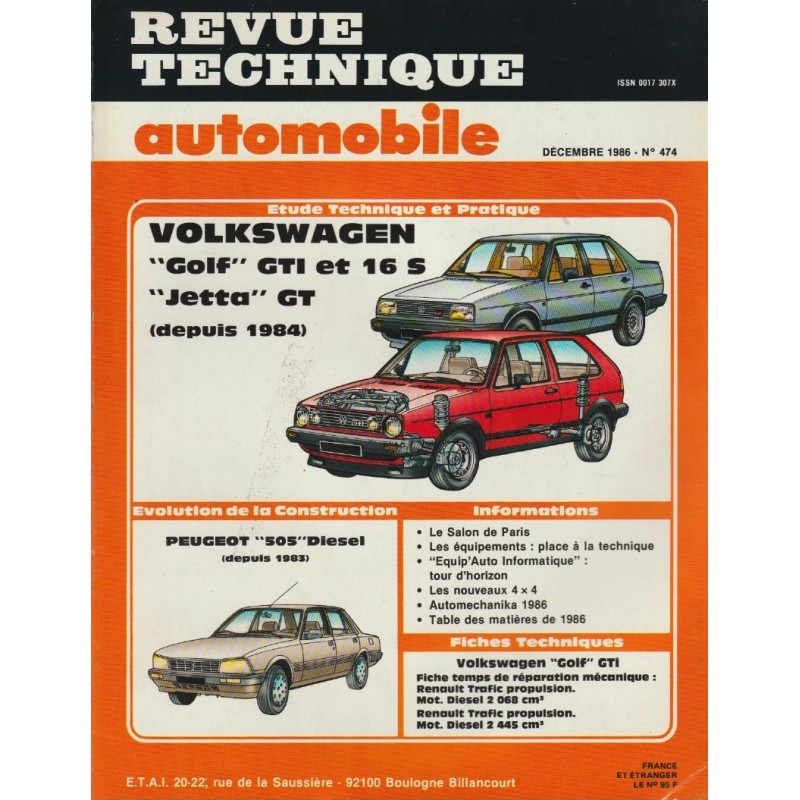 Revue Technique 1986 GTi 16S GOLF II ( 8491 ) de Volkswagen