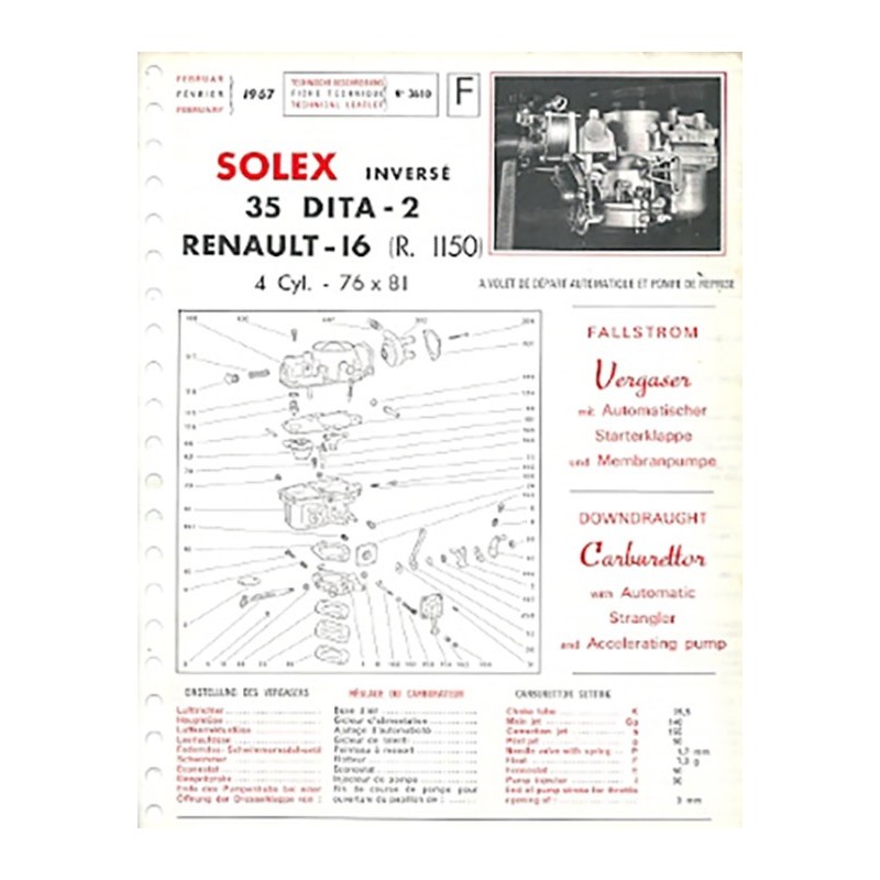 Fiche Technique Solex 35 DITA2