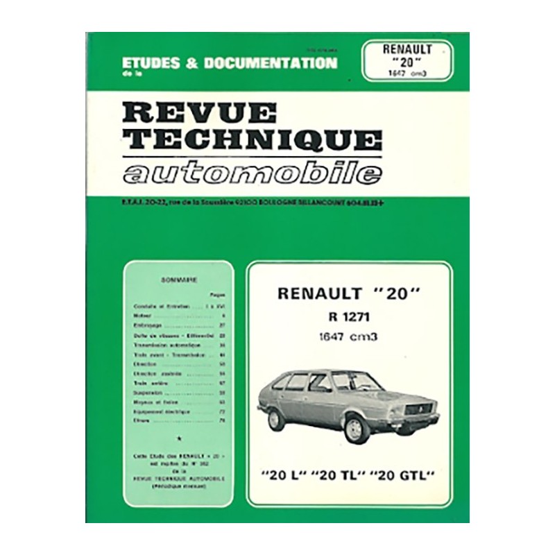 Revue Technique R 20 L / TL / GTL