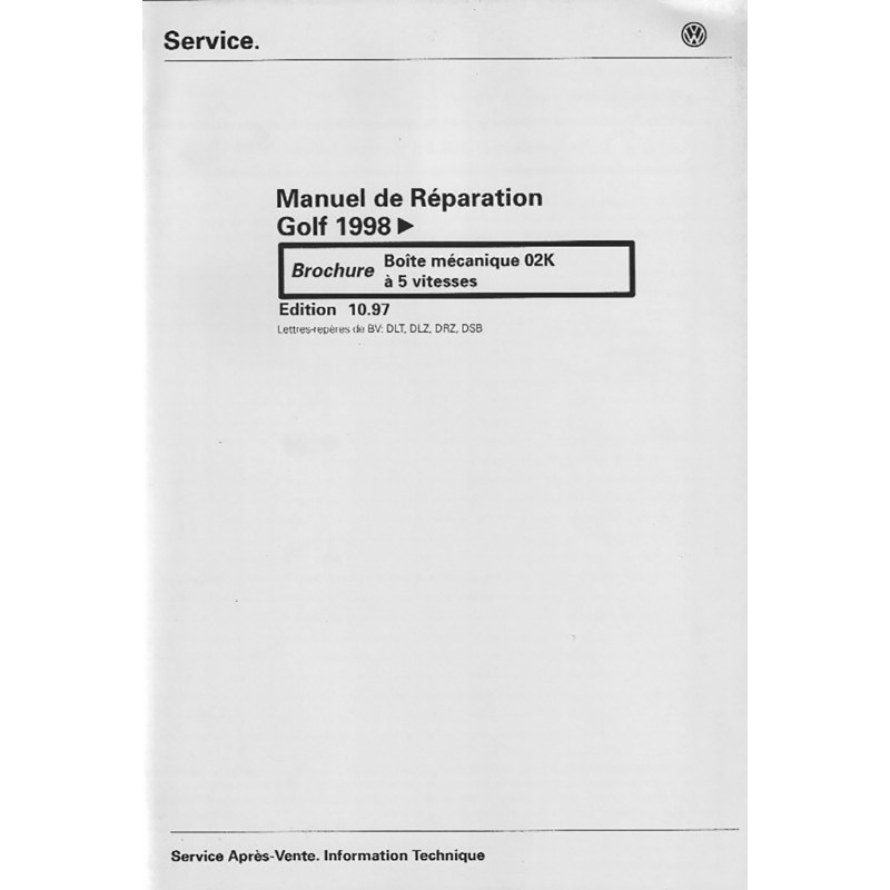 Manuel Reparation BV Meca 02K